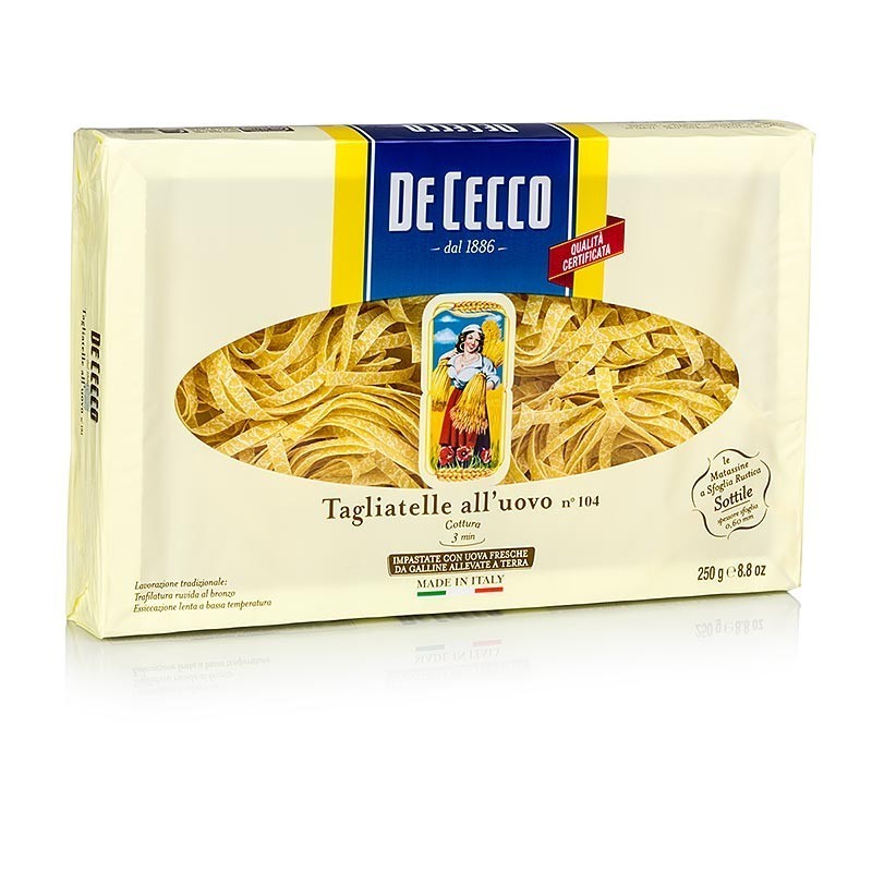 De Cecco, makaron jajeczy Tagliatelle, Nr. 104, 250 g De Cecco, makaron jajeczy Tagliatelle, Nr. 104, 250 g